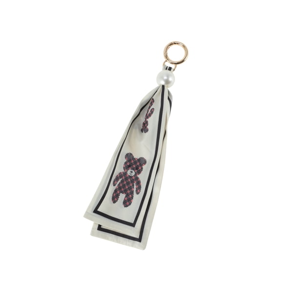 Vocoste 1 Pc Fashion Pearl Scarf Bears Print Handbag Charm Bag Accessories Beige