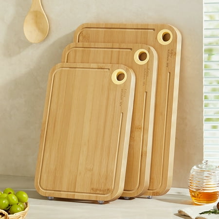 

Hariumiu Bamboo Cutting Board Dual-Sided Chopping Boards with Juice Groove Kitchen Butcher Block for Meat Cheese Fruit Vegetables