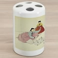 thumbnail image 1 of East Ceramic Toothbrush Holder, Traditional Ethnic Korean Women Playing Chess Hanging Daily Life Portrait Drawing, Decorative Versatile Countertop for Bathroom, 4.5" X 2.7", Multicolor, 1 of 4