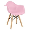 thumbnail image 5 of 2xhome - Set of 2 Toddler Kids Size Pink Modern Plastic Chairs With Wood Leg Armchairs, 5 of 6