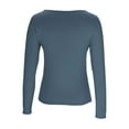 thumbnail image 3 of Women's Solid Color Undershirt Shirts Basic Square Neck Long Sleeve Fall Winter Pullover Tops, 3 of 3