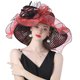 thumbnail image 1 of SAYOO Sombrero de mujer elegante tela de malla plegada con flores adornadas con cornisa ancha SAYOO  moda, 1 of 4