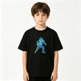 thumbnail image 2 of Neon Football Player Runs Boys Graphic Tee, Cool Glow Sports Gym 100% Cotton Kids Short Sleeve T-Shirt 4-13Y, 2 of 5