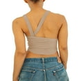 thumbnail image 2 of Women Slim Vest Solid Color Knitting Ribbed Irregular Backless Cropped Tank Tops, 2 of 7