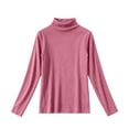 thumbnail image 2 of LOINRODI Girls Mock Turtleneck Top, Layering Long Sleeve Curved Hem Stretch Basic Warm Base Layer for Cool Weather Pink Size 7-8, 2 of 6