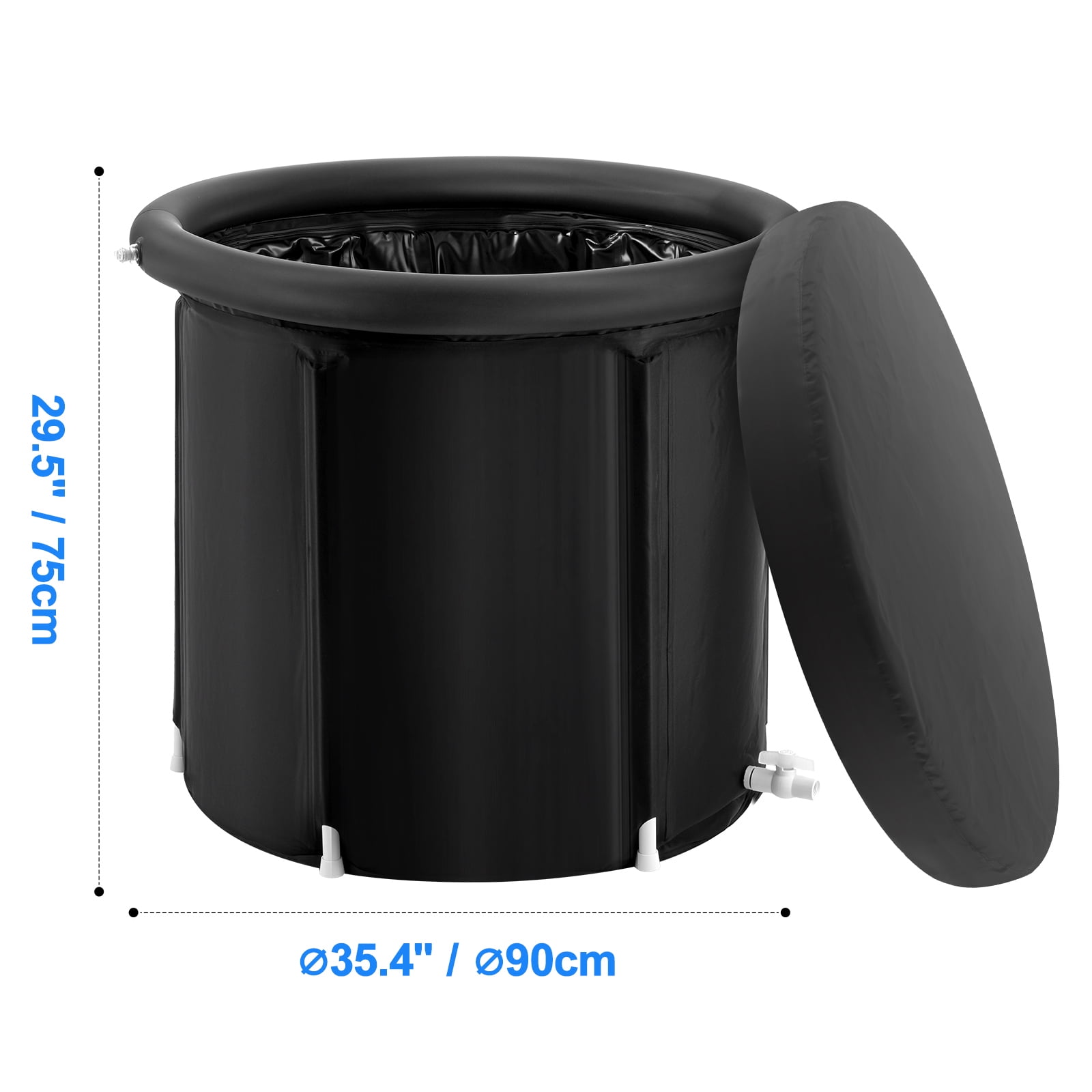 KFFKFF Chilled Water Tub, Athletic Hydrotherapy Equipment, Mobile Exterior Ice Immersion Pool for Recuperation, 98 Gal Inflatable Collapsible Bath with Lid, Domestic Ice Vessel for Mature Individuals