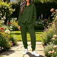 thumbnail image 2 of Tracksuits For Women Set Women's Winter Casual Fashion Solid Color Hooded Sweatshirt With Drawstring Pockets And Cuffed Pants Set Army Green XL, 2 of 8