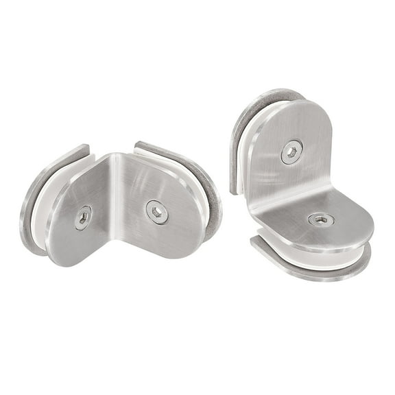 Stainless Steel Round Glass Clamp, 2 Pack Adjustable 8-12mm Thickness 90 Degree Double Side Glass Bracket Clip