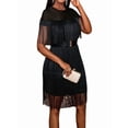 thumbnail image 3 of Women'S Tassel Mini Dress for Evening Prom Party, Elegant Fringe Trim Cocktail Gown Black XXXL, 3 of 9
