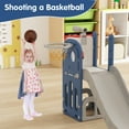 thumbnail image 6 of Kinbor 6 in 1 Toddler Playset Slide for Toddlers Age 1-3, Indoor/Outdoor Toddler Playground Kids Slide Baby Climber Playset with Basketball Hoop and Telescope, White&Blue, 6 of 9