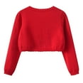 thumbnail image 4 of Ruyang Girls Cropped Cardigan Sweaters Cute Knit Sweater Kids Long Sleeve Ruffle Trim One Button Shawl Warm Trendy Coat, 4 of 5