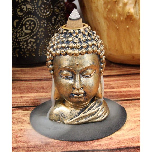 Ebros Shakyamuni Buddha Gautama Backflow Incense Cone Burner Holder Statue 3.5"H