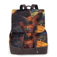 thumbnail image 1 of Easygdp Starry Night Cat Guitarist Mochila de Cuero para Mujeres, Bolso de Hombro, Bolsos de Mano de Moda para Trabajo y Viajes, 1 of 4