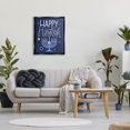 thumbnail image 2 of Happy Hanukkah Blue Menorah Pattern Holiday Graphic Art Jet Black Framed Art Print Wall Art, 2 of 6