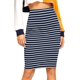thumbnail image 1 of Falda de tubo ajustada a rayas hasta la rodilla con cintura elástica para mujer Azul Marino M Azul Marino M Xishao ropa, 1 of 2