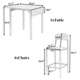 thumbnail image 5 of 5 Piece Dining Table Set, Dining Set with 1 Drop Leaf Table and 4 Counter Height Chairs, 5 Piece Modern Simple Dining Set for Home Kitchen Dining Room, White Metal Frame + Brown Wooden Tabletop, 5 of 8