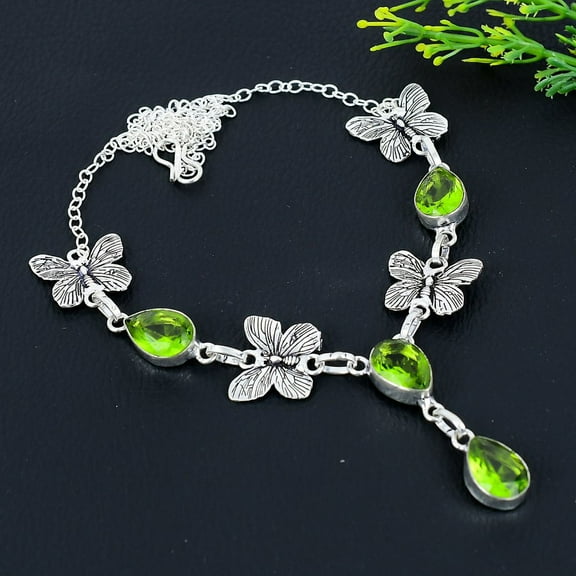 Peridot Handmade 925 Sterling Silver Jewelry Necklace 18"
