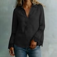 thumbnail image 6 of LVHAOGJOB Womens Summer Shirts Solid Color Tops Plus Size Cotton Linen Long Sleeve V Neck T Shirt for Ladies, 6 of 6
