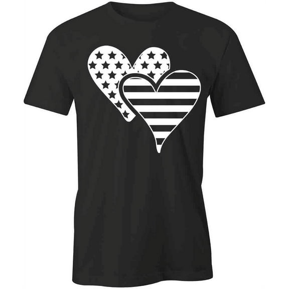American Hearts T-Shirt | Patriotic American Black Tee Gift
