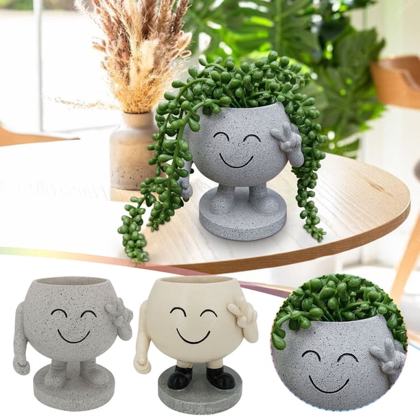 ¡Aprovecha las Ofertas!, Maceta con forma de hombrecito sonriente de Biye, bonita y carnosa, para jardín, patio, diseño de plantas, macetas Akmoler