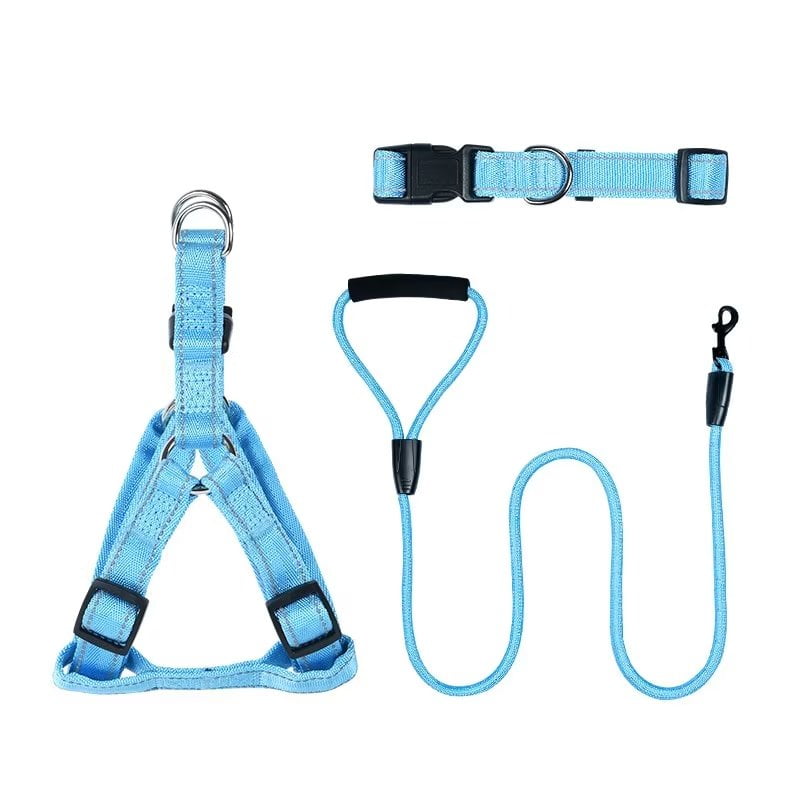 LOEFME No Pull Dog Harness Set Adjustable Reflective Dog Collar Harness