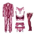 thumbnail image 1 of Women Push Up Embroidery Bras Set Lace Lingerie Bra Panties Garter Stocking 7PCS, 1 of 5