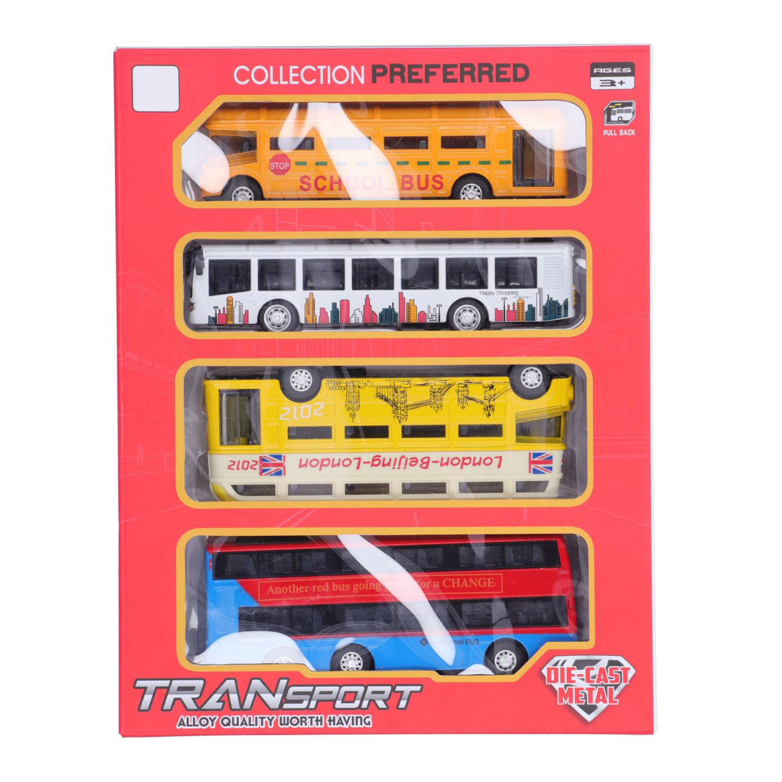 Mini Bus Jouet à Friction - Voiture à Tirer Pour Enfants 3 Ans Et Plus - Ensemble De Véhicules En Plastique Durable (Bleu)