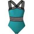 thumbnail image 3 of Hilor Womens One Piece Swimsuits Front Crossover Mesh Bathing Suits Tummy Control Swimwear, 3 of 9