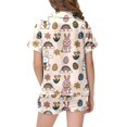 thumbnail image 5 of Easter Pajamas for Teen Girls Short Sleeved Egg Painted Soft Button Down 2 Piece Summer Loungewear Khaki,8-9Y, 5 of 5