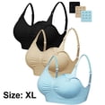 thumbnail image 1 of 3 piezas Sujetador de lactancia premamá sin costuras de nailon con almohadillas y extensores, 1 of 8