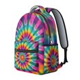 thumbnail image 2 of Pink and Green Tie Dye Pattern Backpack for School, Cute School Bag with Adjustable Shoulder Straps and Padded Back, 15.3"x11"x7.1", 2 of 5