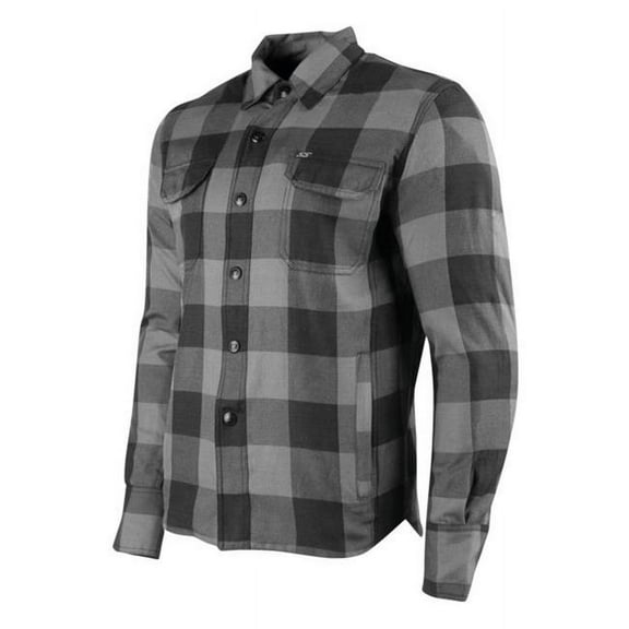 Mens True Grit Armored Moto Shirt, Gray & Black - Large