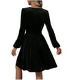 thumbnail image 4 of Meichang Women's Velvet Dress V Neck Wrap Long Sleeve A-Line Wedding Guest Dresses formal Evening Party Cocktail Gown Flowy Ball Mini Dresses, 4 of 9