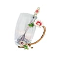 thumbnail image 2 of Taza de té con flores esmaltadas, tapa y asas, de vidrio borosilicato alto con cuchara. 12cmx6.5cmx12cm, 2 of 9