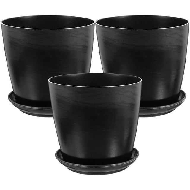 3 Ensembles de Pots de Fleurs de Jardinage Pots de Jardinière Pots de Fleurs Contenants de Fleurs avec Plateaux