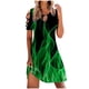 thumbnail image 2 of ICHUANYI Clearance Women Casual Slimming Draw Back Printed Short Sleeves Cold Shoulder Dress(Green, S) ICHUANYI WER2023081010363, 2 of 5