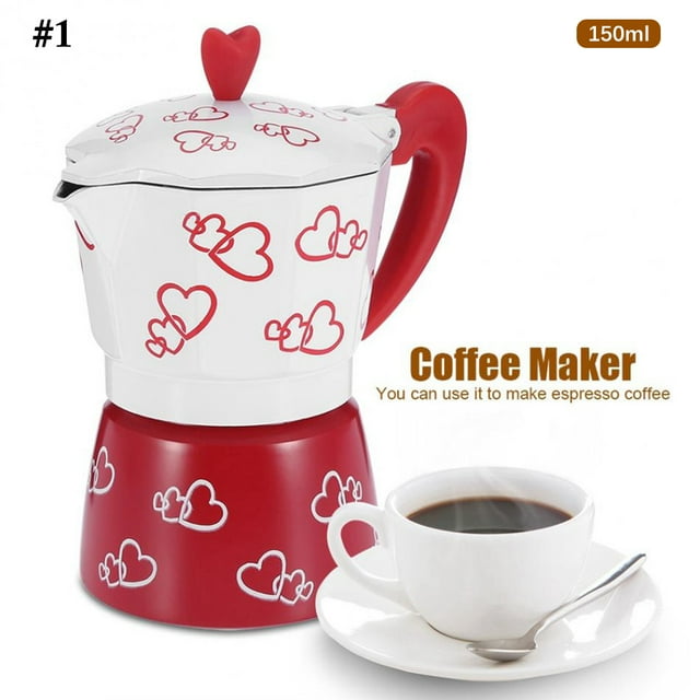 Coofit Moka Pot Creative Printed Heart Espresso Maker Coffee Maker for Kitchen
