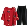 thumbnail image 1 of Cathalem Ensemble Pantalon Femme 2 Pcs Pantalon Large, Rouge Pastèque TTTG, 1 of 3