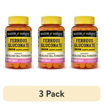 (3 pack) Mason Natural Iron Supplement Ferrous Gluconate 27 mg, 100 Tabs