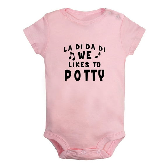 We Likes To Potty Funny Rompers For Babies, Newborn Baby Unisex Bodysuits, Infant Jumpsuits, Toddler 0-12 Months Kids One-Piece Oufits (Pink, 18-24 Months)