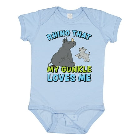 

Inktastic Rhino That My Gunkle Loves Me with Cute Rhinos Gift Baby Boy or Baby Girl Bodysuit