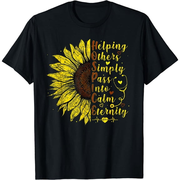 Sunflower Hospice Nurse Medical Registered Nurses Week Women T-Shirt Black 3X-Large