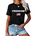 thumbnail image 2 of Woman Crew Neck T-Shirt Freedom National Emblem Graphic Shirt Casual Pure Cotton Short Sleeve Black Top, 2 of 6