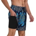 thumbnail image 2 of Naloa Turtle Print Men Swim Trunks with Compression Liner ,Board Shorts,Men's Swim Shorts with Drawstring and Elastic Waistband-Large, 2 of 6