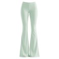 thumbnail image 4 of RUTAYY Women's Flare Pants Elastic High Waist Stretch Knit Slim Fit Versatile Casual Trousers, Light Green, 4 of 5