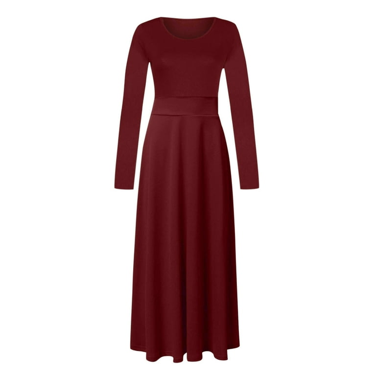 Wdfiry Dresses for Women 2024 Casual Winter Fall Long Sleeve O-Neck Solid Big Swing Fashion Long Dress - Walmart.com Wdfiry Dresses for Women 2024 Casual Winter Fall Long Sleeve O-Neck Solid Big Swing Fashion Long Dress - Walmart.com