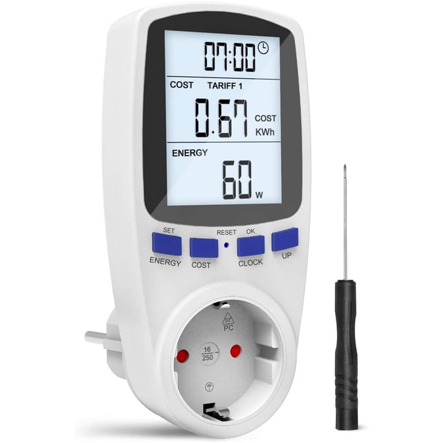 medidor de costo de energía, medidor de costo de energía digital, medidor de electricidad con pantalla LCD grande y electricidad