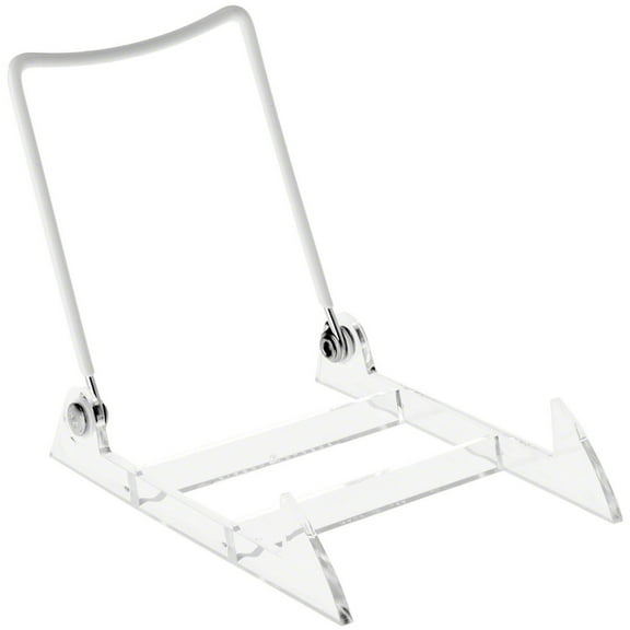 Gibson Holders 2PL Adjustable White Wire and Clear Acrylic Display Easel, 3.875" W x 5.375" D x 4.75" H, Pack of 2