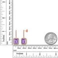 thumbnail image 6 of Gem Stone King 5.96 Ct Emerald Cut Purple Amethyst 18K Rose Gold Plated Silver Earrings, 6 of 6