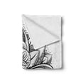 thumbnail image 2 of Lotus Soft Flannel Fleece Throw Blanket, Tattoo Style Petal Dots Shadow Ornamental Ethnic Monochrome Form, Cozy Plush for Indoor and Outdoor Use, 70" x 90", Seal Brown White, by Ambesonne, 2 of 6